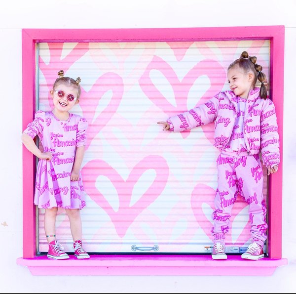 KIDS Banana Valentine You're Amazing Puff Sleeve Dress - pink KIDS Banana Valentine You're Amazing Puff Sleeve Dress - pink