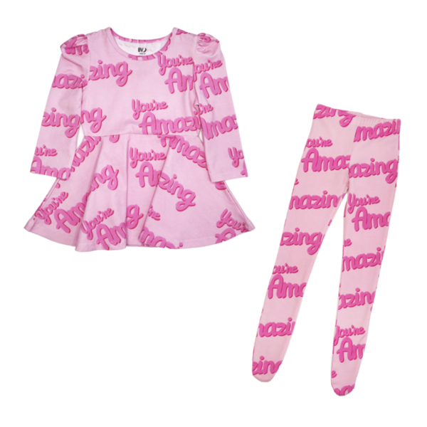 KIDS Banana Valentine You're Amazing Puff Sleeve Dress - pink KIDS Banana Valentine You're Amazing Puff Sleeve Dress - pink