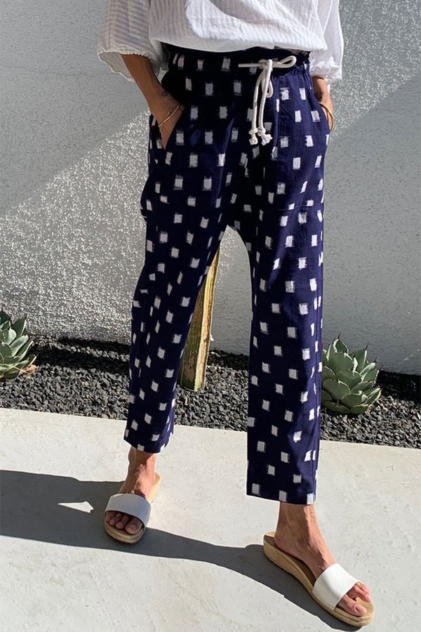 Two New York Ikat Paperbag Pant - Navy Two New York Ikat Paperbag Pant - Navy