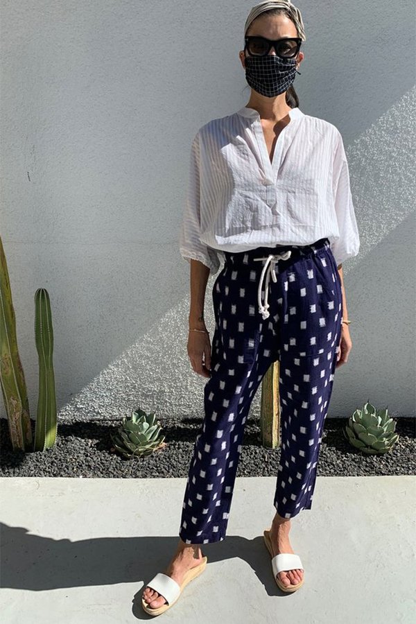 Two New York Ikat Paperbag Pant - Navy Two New York Ikat Paperbag Pant - Navy