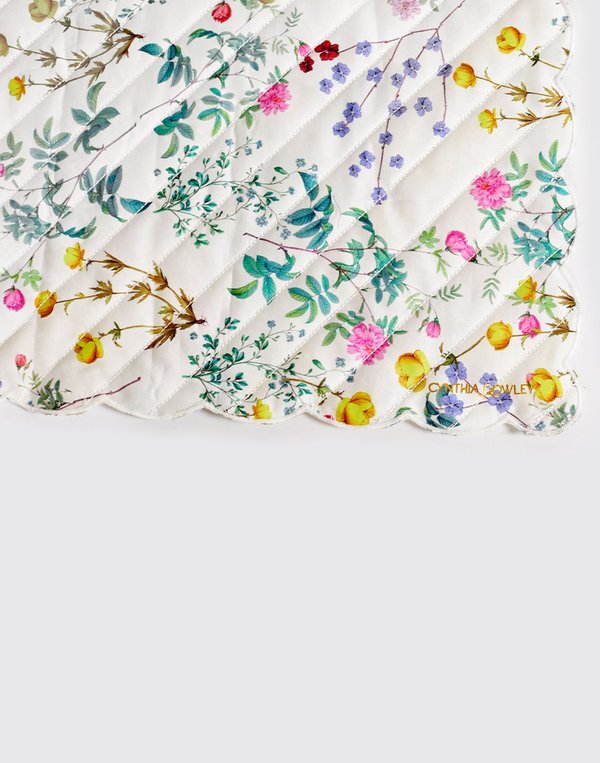 Cynthia Rowley Quilted Cotton Placemat White Floral Garmentory