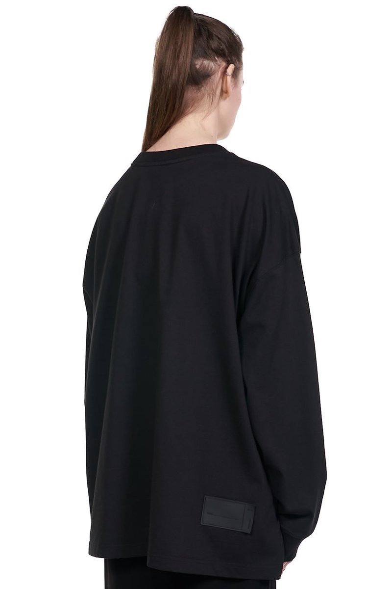 we11done Embroidered Teddy Long Sleeve T-shirt - Black