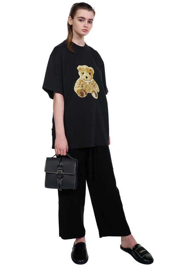 we11done Embroidered Teddy T-shirt - Black | Garmentory