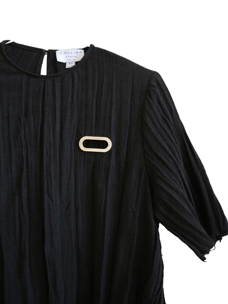 Collina Strada Crinkle Tee with Grommet Detail - Black