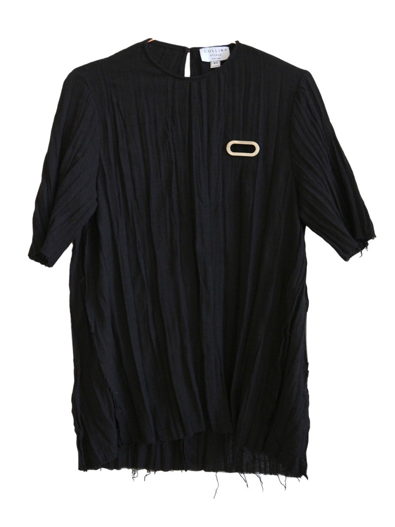 Collina Strada Crinkle Tee with Grommet Detail - Black