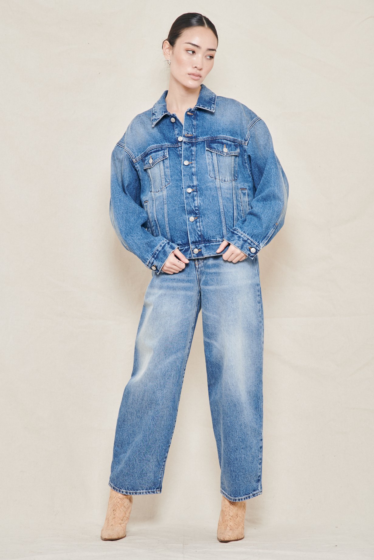 mm6 oversized denim jacket