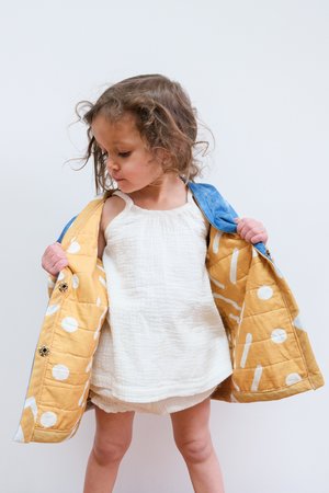 Kids Candid Art Earth & Water Reversible Quilted Coat - Blue/Orange Kids Candid Art Earth & Water Reversible Quilted Coat - Blue/Orange