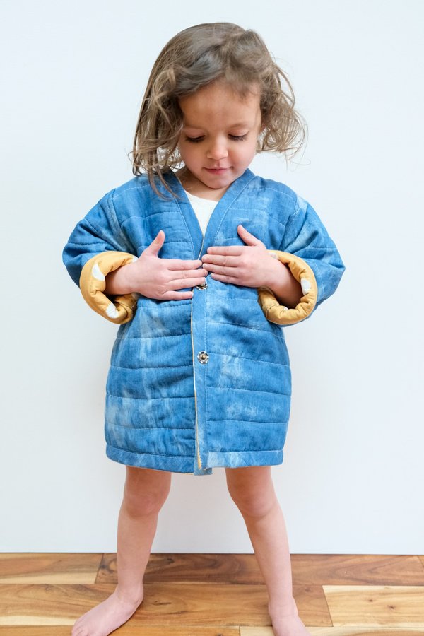 Kids Candid Art Earth & Water Reversible Quilted Coat - Blue/Orange Kids Candid Art Earth & Water Reversible Quilted Coat - Blue/Orange