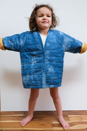 Kids Candid Art Earth & Water Reversible Quilted Coat - Blue/Orange Kids Candid Art Earth & Water Reversible Quilted Coat - Blue/Orange
