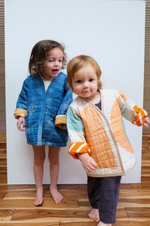 Kids Candid Art Earth & Water Reversible Quilted Coat - Blue/Orange Kids Candid Art Earth & Water Reversible Quilted Coat - Blue/Orange