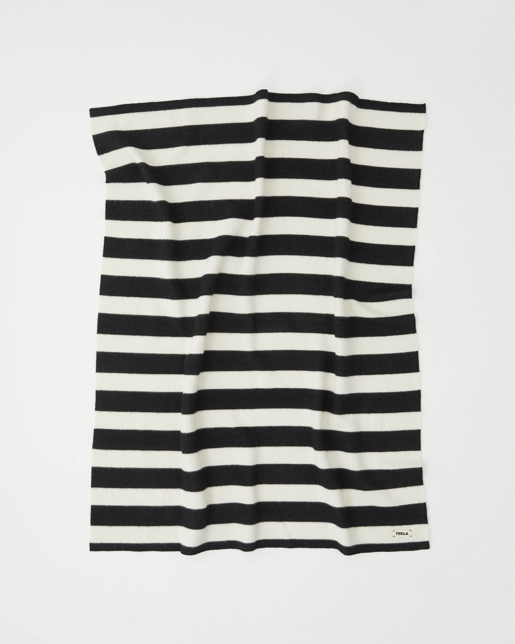 TEKLA Wool Throw Blanket Black/White Stripe Garmentory