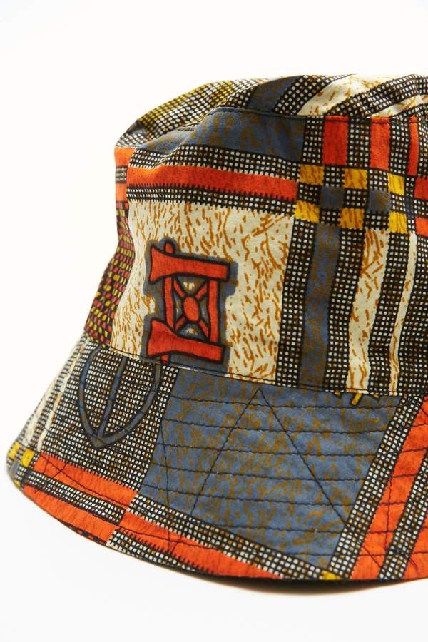 Engineered Garments Cotton Bucket Hat Black/Gold African Print