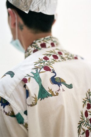 Engineered Garments Cotton Lawn Camp Shirt - Natural Peacock Print Engineered Garments Cotton Lawn Camp Shirt - Natural Peacock Print
