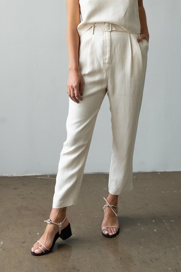 Waltz Belted Trouser - Ecru Waltz Belted Trouser - Ecru