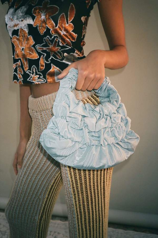 OMW Bags Blue Moire Pouch - light blue silk OMW Bags Blue Moire Pouch - light blue silk