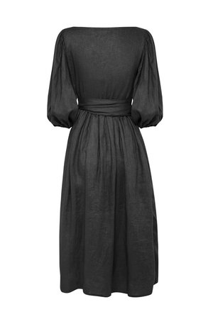 All That Remains Lia Linen Wrap Dress Noir All That Remains Lia Linen Wrap Dress Noir