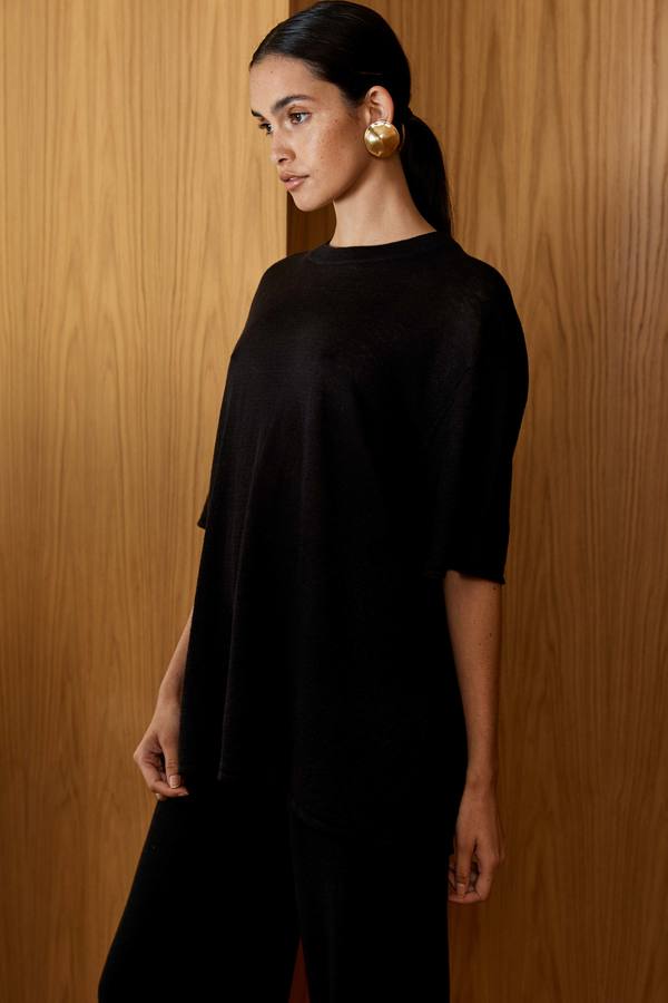 St. Agni Copain Linen Knit Tee - Black St. Agni Copain Linen Knit Tee - Black