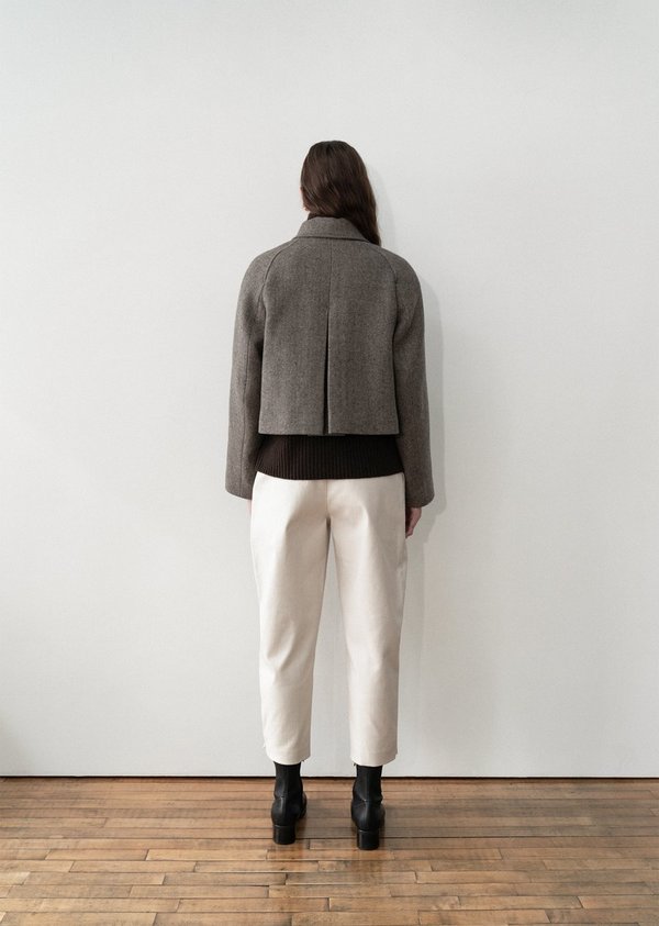 Amomento Wide Crop Coat - Brown Herringbone Amomento Wide Crop Coat - Brown Herringbone