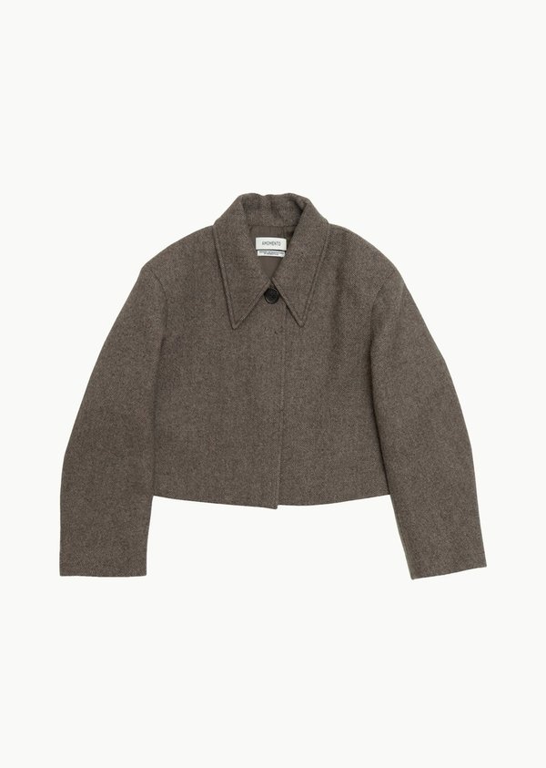 Amomento Wide Crop Coat - Brown Herringbone Amomento Wide Crop Coat - Brown Herringbone