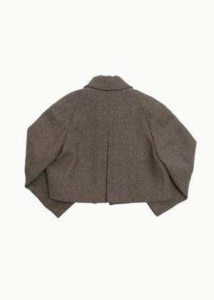 Amomento Wide Crop Coat - Brown Herringbone Amomento Wide Crop Coat - Brown Herringbone