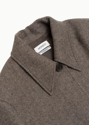 Amomento Wide Crop Coat - Brown Herringbone Amomento Wide Crop Coat - Brown Herringbone