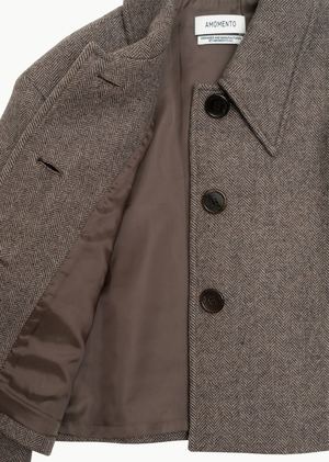 Amomento Wide Crop Coat - Brown Herringbone Amomento Wide Crop Coat - Brown Herringbone