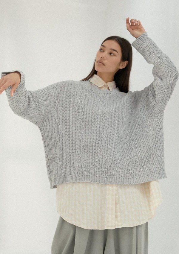 Cable Sweater, Pearl Blue Cable Sweater, Pearl Blue