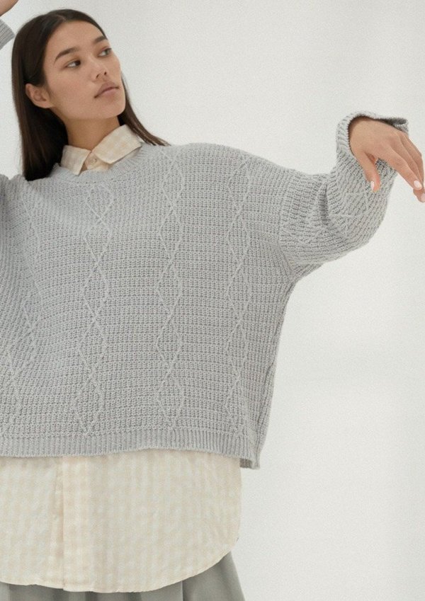 Cable Sweater, Pearl Blue Cable Sweater, Pearl Blue