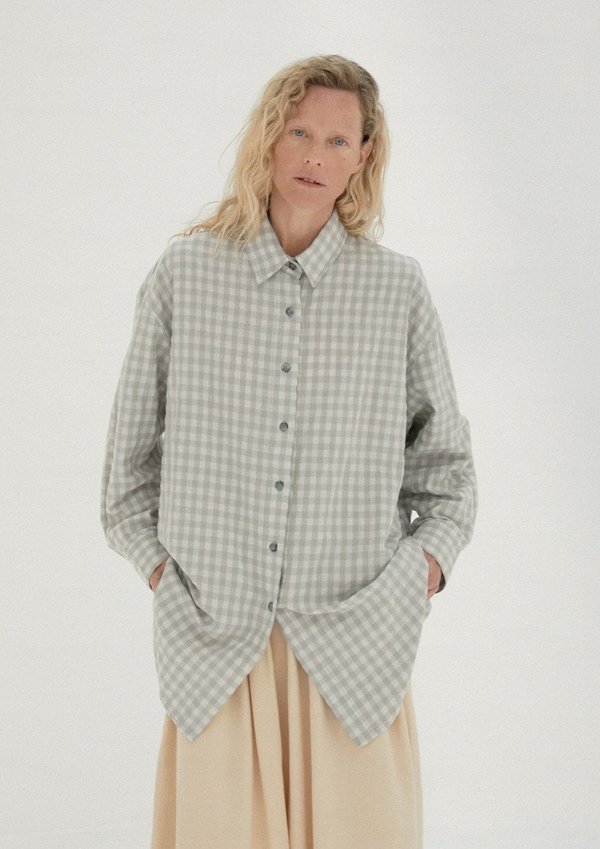 Checkered Shirt, Silver Blue Checkered Shirt, Silver Blue