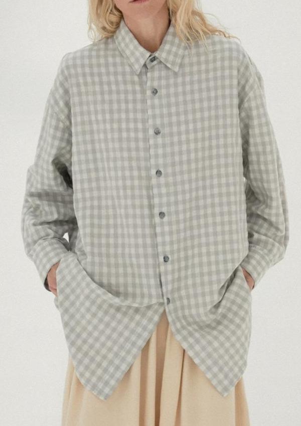 Checkered Shirt, Silver Blue Checkered Shirt, Silver Blue