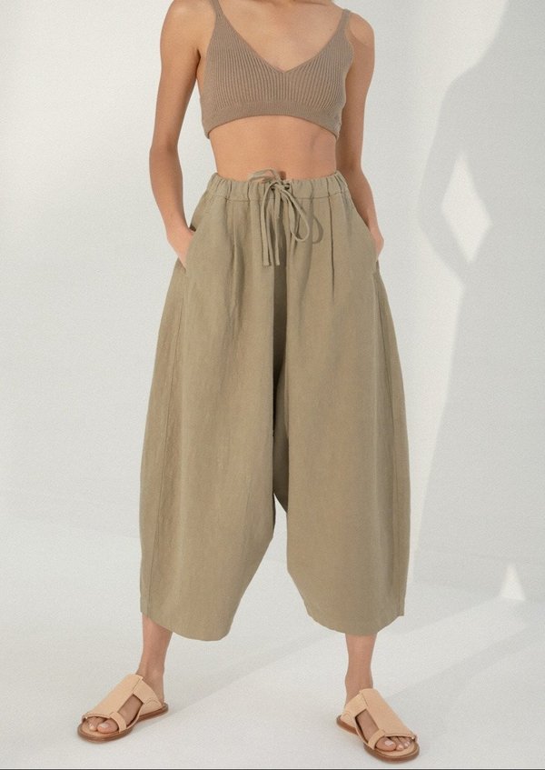 Maxi Ramie Pants, Smoked Green Maxi Ramie Pants, Smoked Green