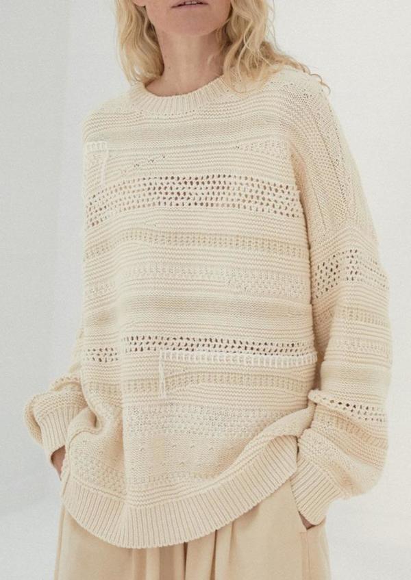 Patched Sweater, Natural Patched Sweater, Natural