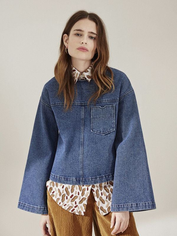 bell sleeve denim top