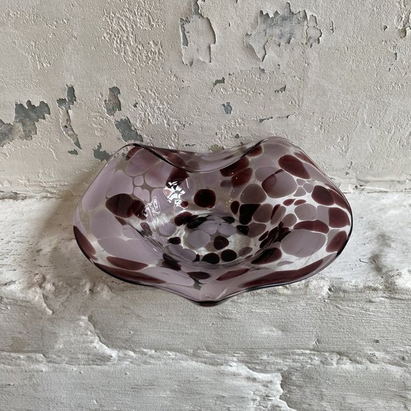 Purple Dotted Blown Italian Glass Ashtray Purple Dotted Blown Italian Glass Ashtray