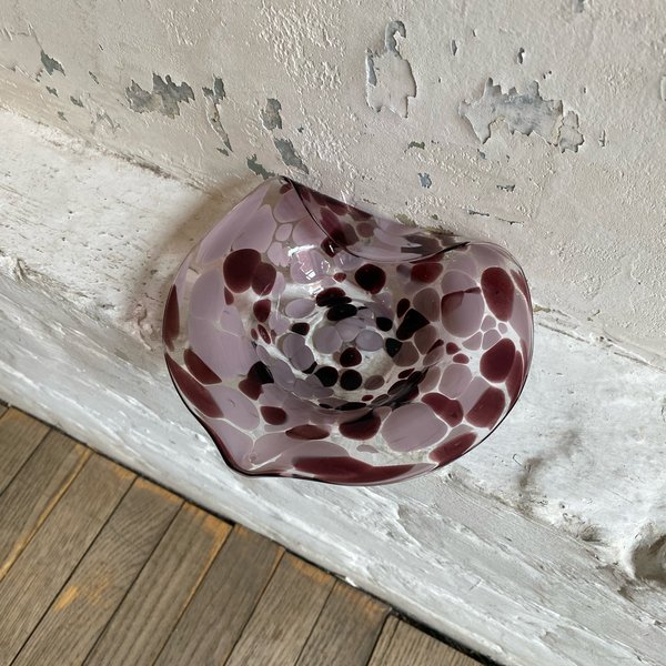 Purple Dotted Blown Italian Glass Ashtray Purple Dotted Blown Italian Glass Ashtray