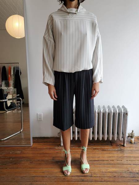 Nomia Drawcord Pullover - Ivory/Black Pinstripe Nomia Drawcord Pullover - Ivory/Black Pinstripe