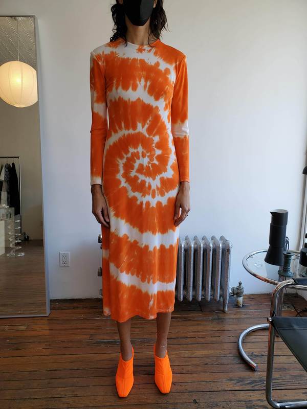 Nomia Long Sleeve Dress - Tangerine Tie-Dye Nomia Long Sleeve Dress - Tangerine Tie-Dye