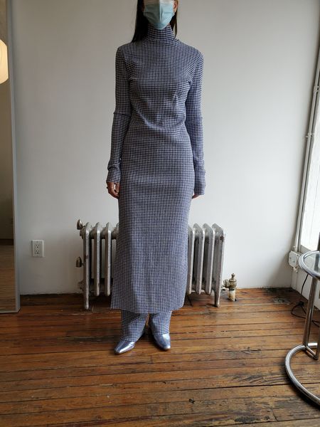 Nomia Maxi Mockneck Knit Dress - Navy/White Stripes Nomia Maxi Mockneck Knit Dress - Navy/White Stripes