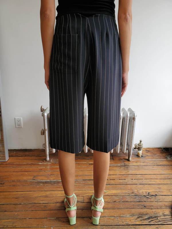 Nomia Pleated Shorts - Black/Ivory Pinstripe Nomia Pleated Shorts - Black/Ivory Pinstripe