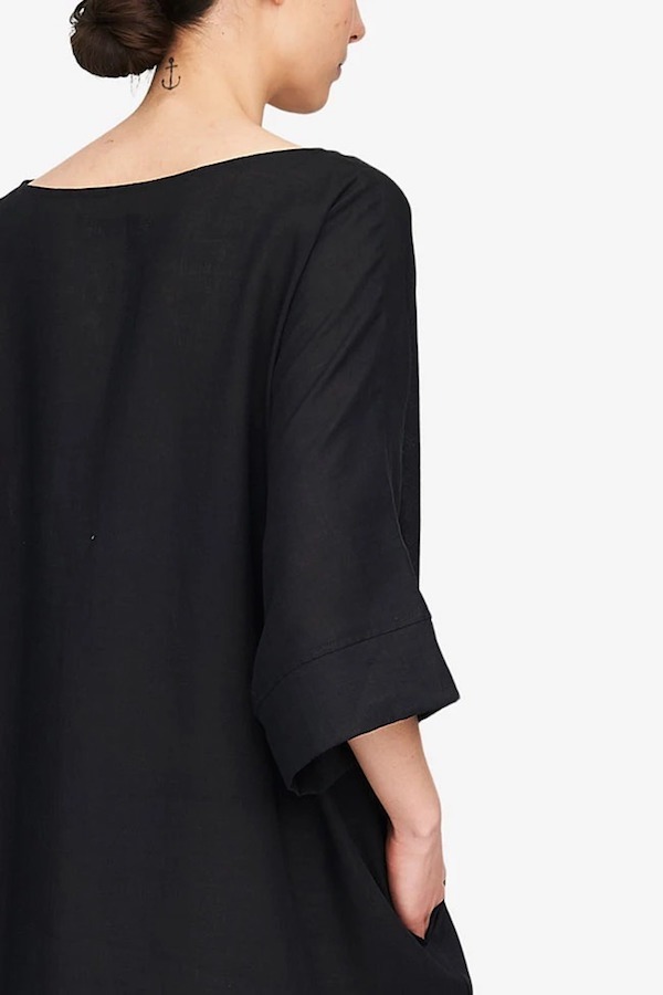 The Sleep Shirt Pocket Kaftan in Black The Sleep Shirt Pocket Kaftan in Black