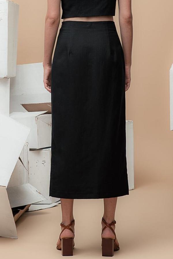 Waltz High-Waisted Linen Long Skirt - Black Waltz High-Waisted Linen Long Skirt - Black