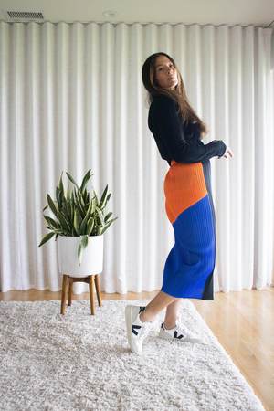 Issey Miyake Pleats Please Collage Skirt - Orange | Garmentory
