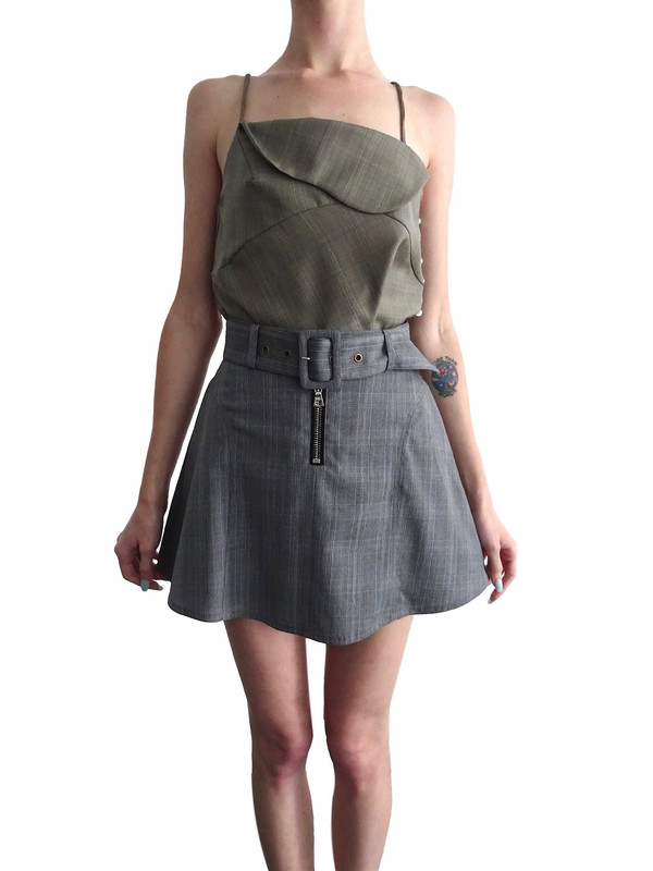 Sandy Liang Ilana Skirt - Grey Check