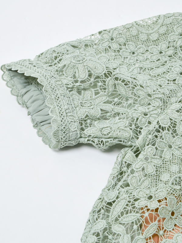 self portrait GUIPURE LACE MINI DRESS - MINT | Garmentory