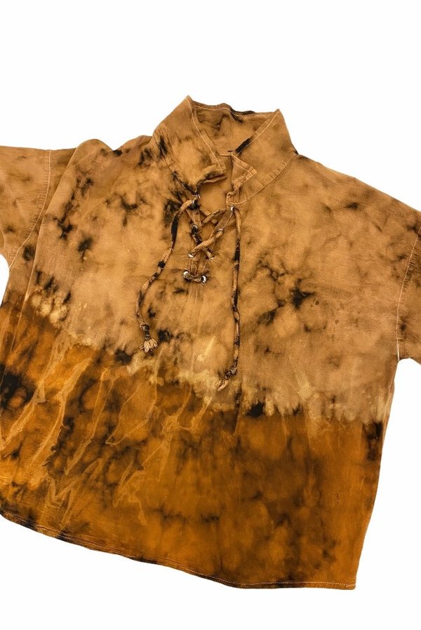 US Rags OVERDYED LACE UP PILGRIM SHIRT - Orange US Rags OVERDYED LACE UP PILGRIM SHIRT - Orange