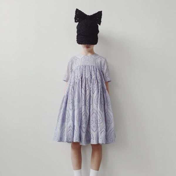 Kids caroline bosmans broderie dress - sky Kids caroline bosmans broderie dress - sky