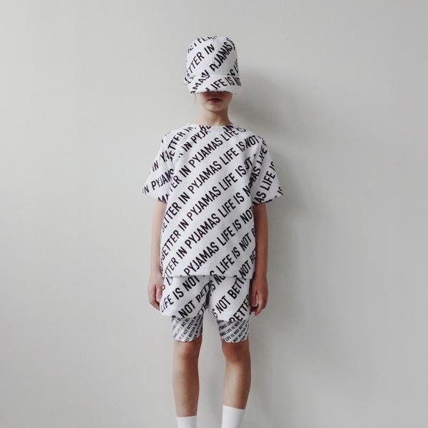 Kids caroline bosmans short sleeve t-shirt pyjamas - White/Black Kids caroline bosmans short sleeve t-shirt pyjamas - White/Black