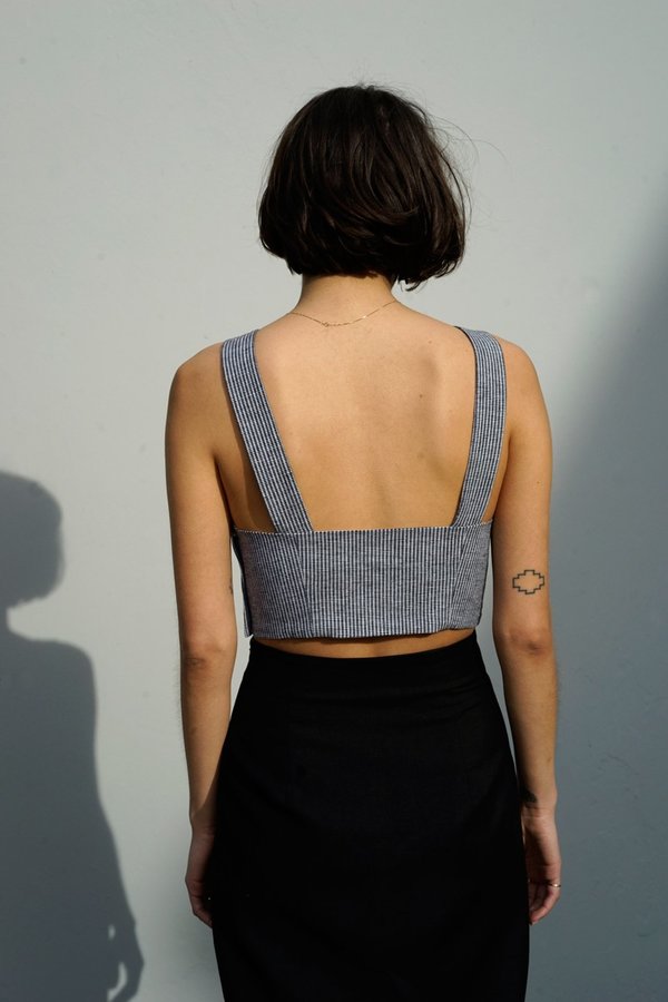 Waltz Apron Top - Black/White Microcheck Waltz Apron Top - Black/White Microcheck