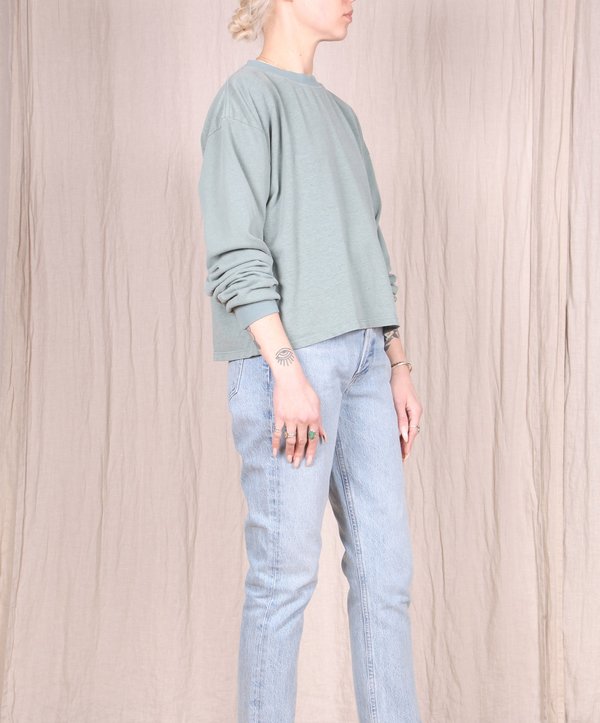 Jungmaven Cropped Long Sleeve Tee - Clay Green Jungmaven Cropped Long Sleeve Tee - Clay Green