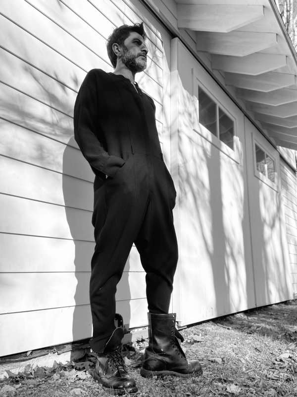 unisex Yesaet Tuta Crepe drapey jumpsuit - back unisex Yesaet Tuta Crepe drapey jumpsuit - back